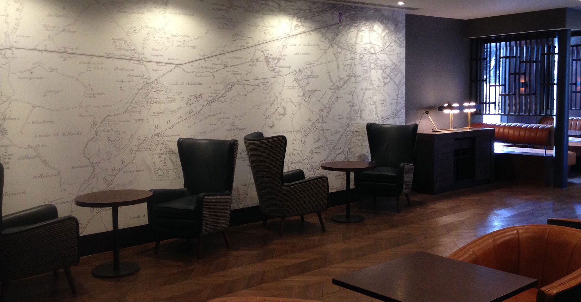 Map feature wall in The Red Cow Inn - Dublin